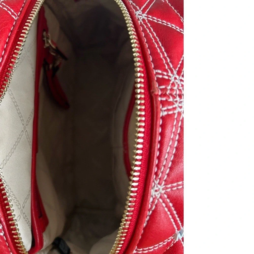 Michael Kors Rhea Medium Zip Quilted Leather Backpack – Bright Red